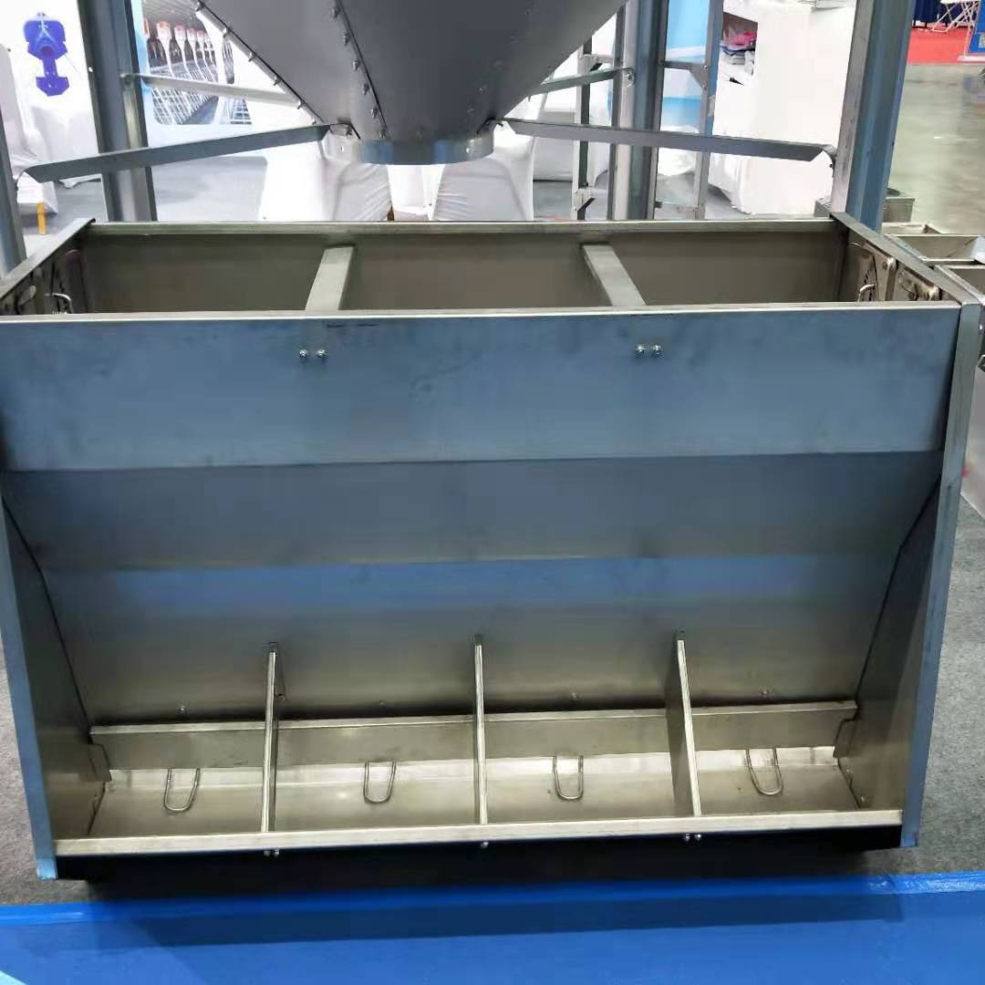 不锈钢单双面料槽 猪用自动下料食槽保育料槽育肥料槽自动喂料器图2