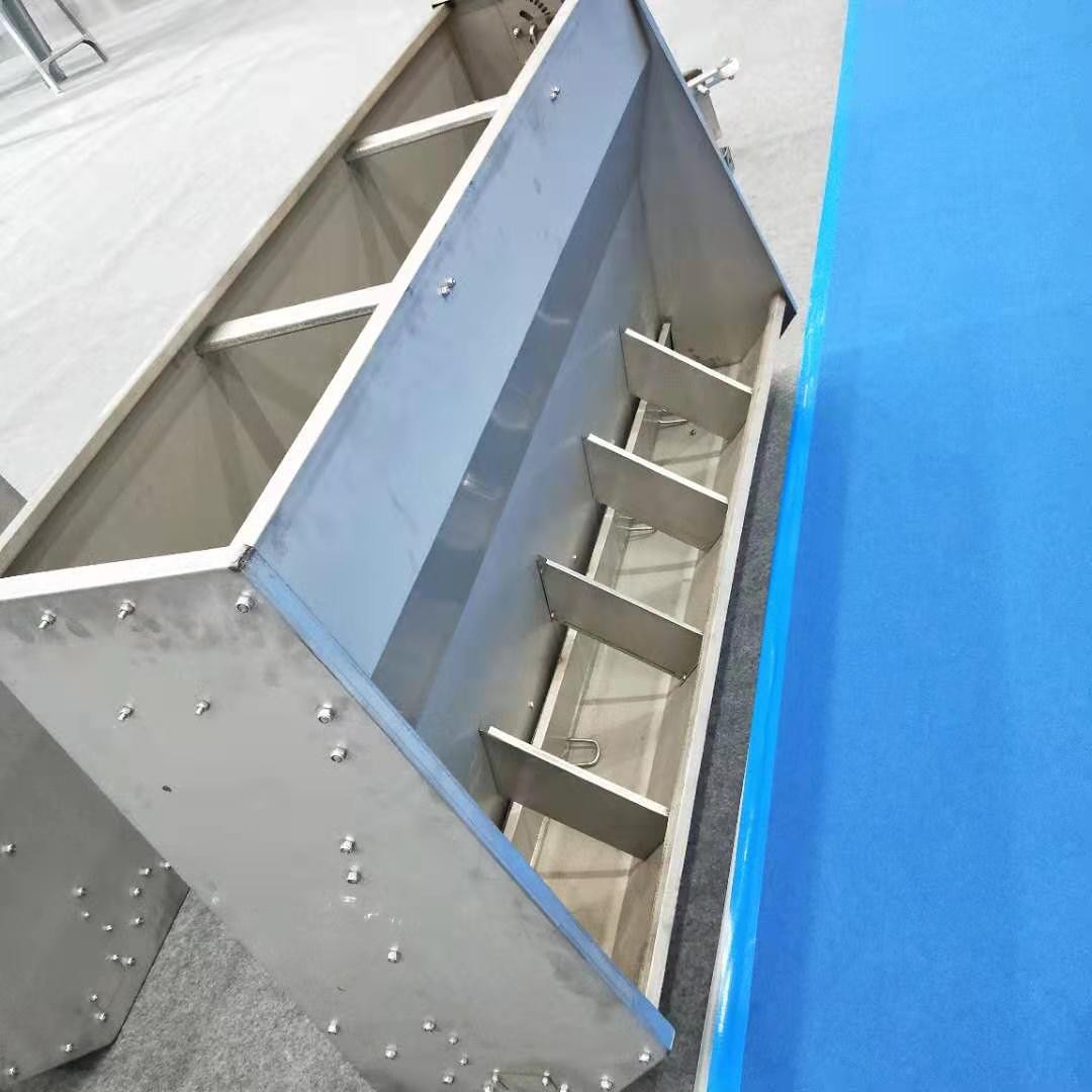 不锈钢单双面料槽 猪用自动下料食槽保育料槽育肥料槽自动喂料器图3