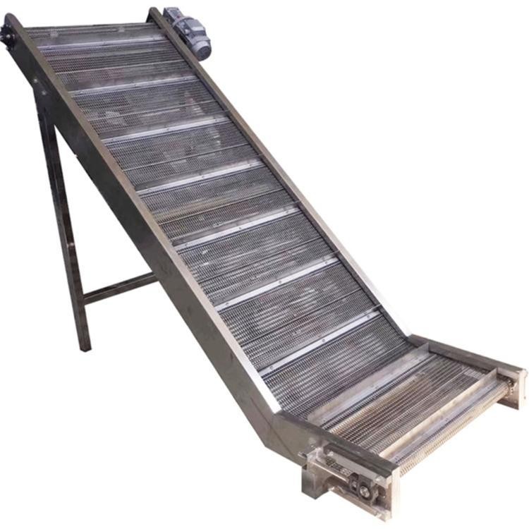 爬坡输送机 不锈钢链板倾角输送 裙边带挡板皮带机 爬坡机图3