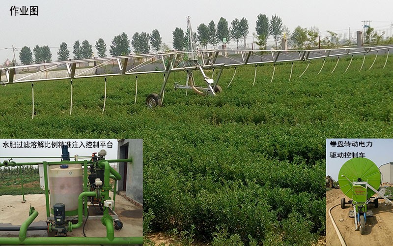 牧草水肥一体灌溉机械类   8SJY-2-32型双臂卷盘拖管移动式水肥一体灌溉机