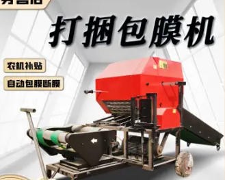 方捆自动套袋饲料压块机 青储秸秆缠膜打捆机 牧场冬储草料打包机图2