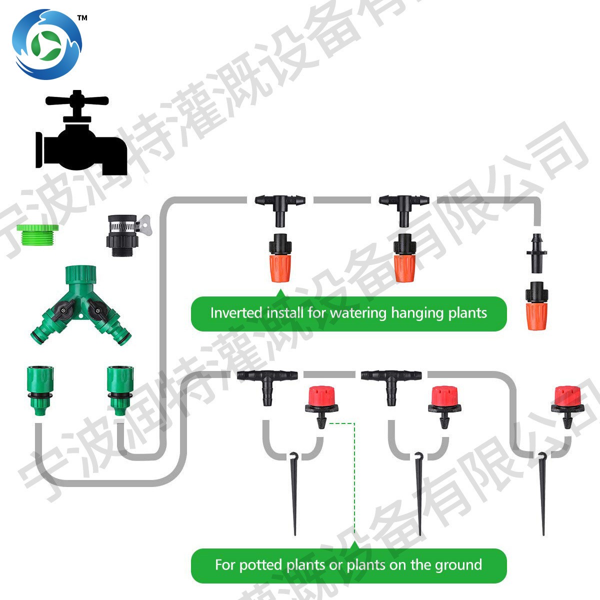 跨境园艺浇水灌溉系统自动降温滴灌微喷套装园林橙色雾化喷头套装图4