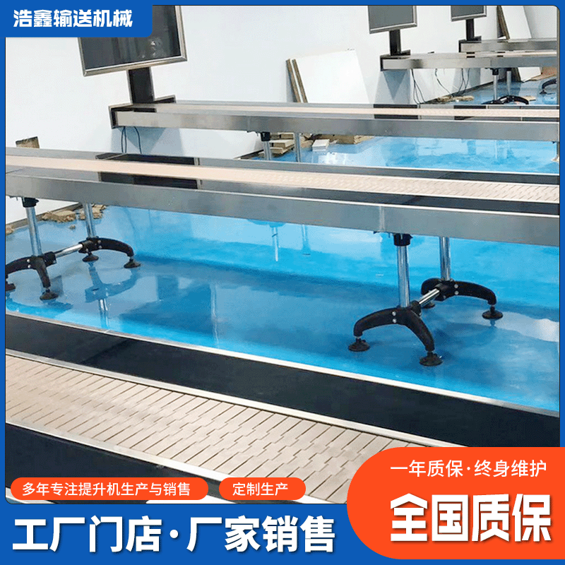定制平板不锈钢输送机 链板流水运输物流传送带 仓库爬坡输送机带图5