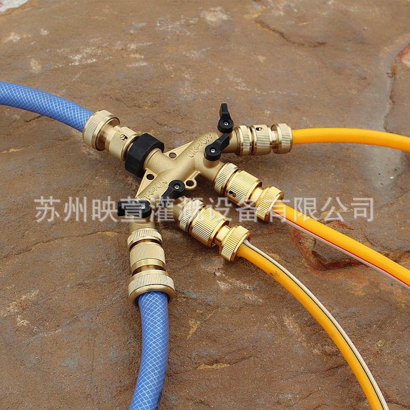 铜家用四通阀门分水控制器分流器浇花一分四奶嘴接头园艺灌溉图4