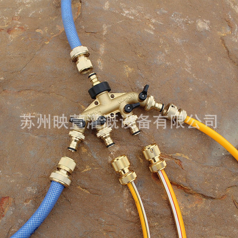 铜家用四通阀门分水控制器分流器浇花一分四奶嘴接头园艺灌溉图5