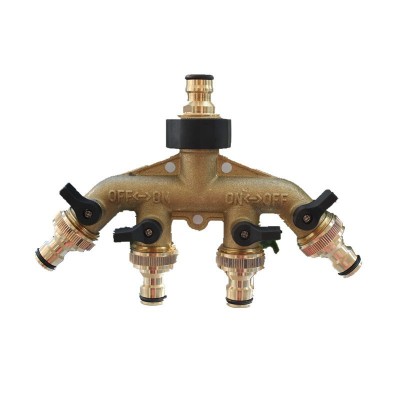 铜家用四通阀门分水控制器分流器浇花一分四奶嘴接头园艺灌溉