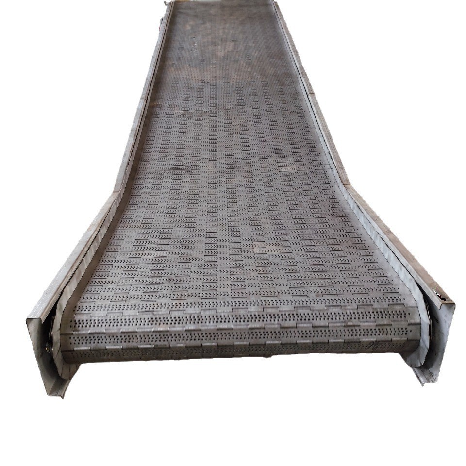 不锈钢冲孔链板输送机 爬坡排屑机工业链板清洗输送烘干流水线 1台图5
