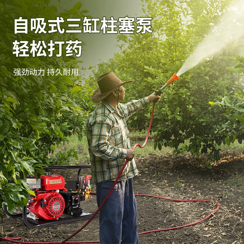 和田虎农用三缸柱塞泵框架式汽油机皮带式打药机整机高压泵喷雾器 1件图3