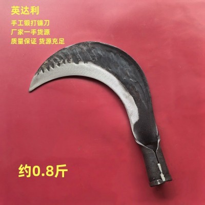 英达利手工锻打镰刀弹簧钢锤纹110款4号农用户外开山砍柴割草刀