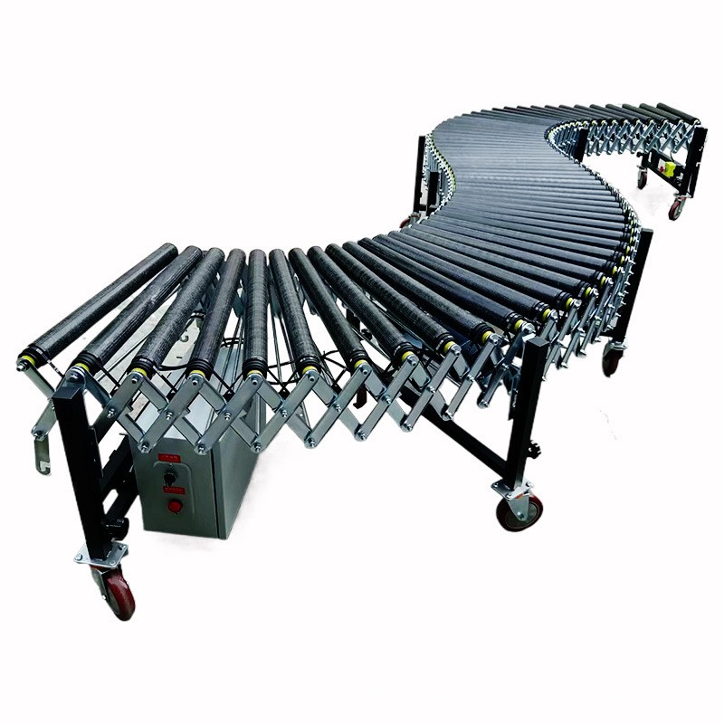 新款伸缩动力滚筒输送机玻璃钢辊筒装车卸货神器转弯传送带流水线 1米图5