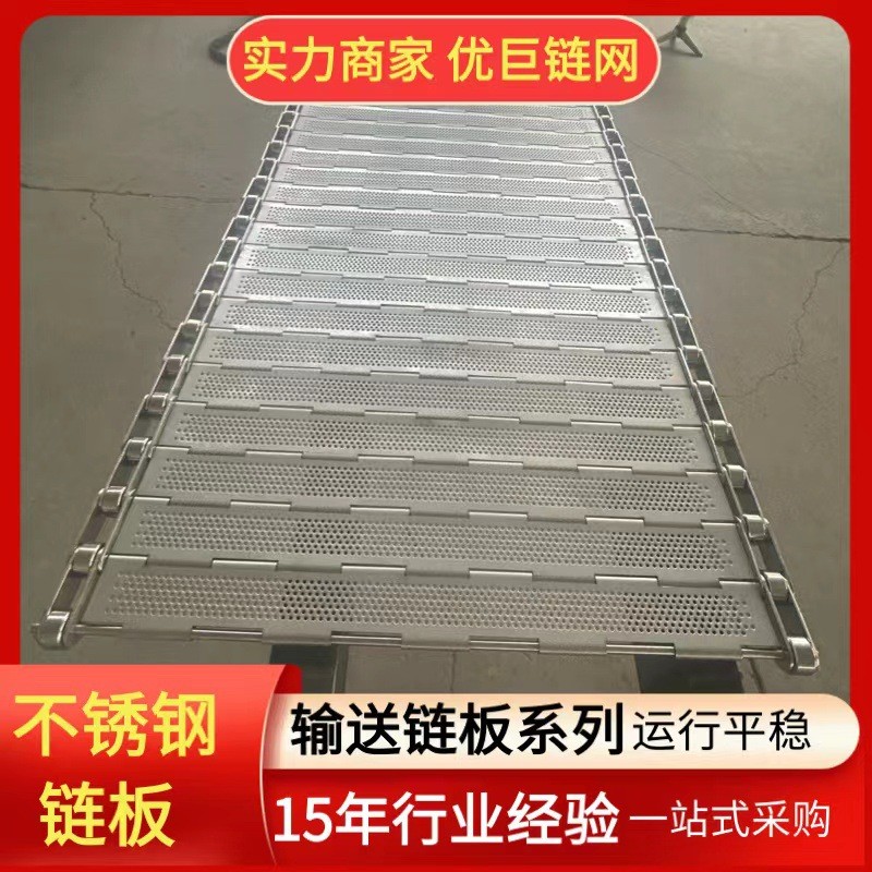 不锈钢链板工业传送带沥水冲孔果蔬清洗烘干大节距不锈钢 冲孔链板 5米图2