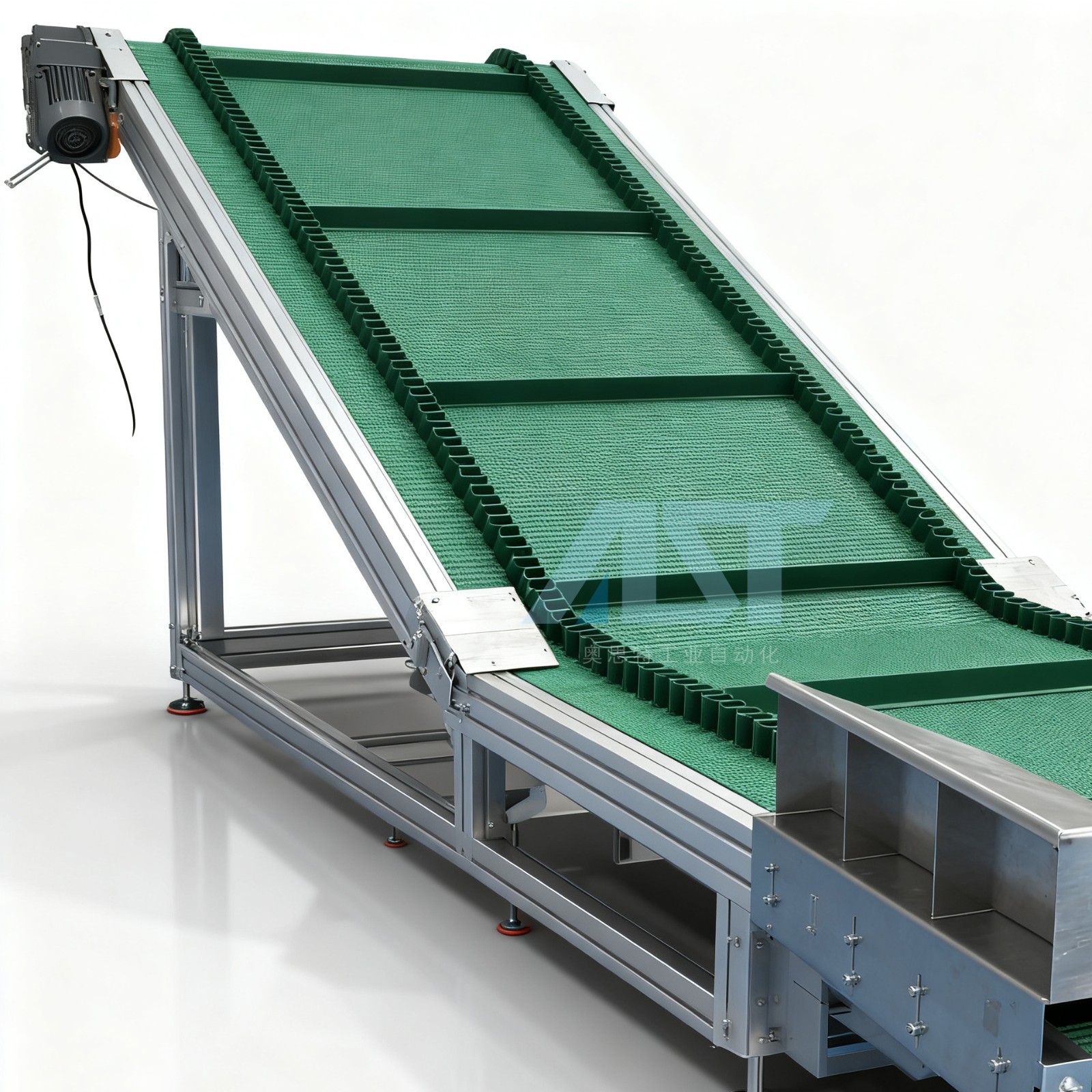 爬坡输送机不锈钢带隔板防滑耐磨草纹皮带线流水线提升机自动上料 1台图3
