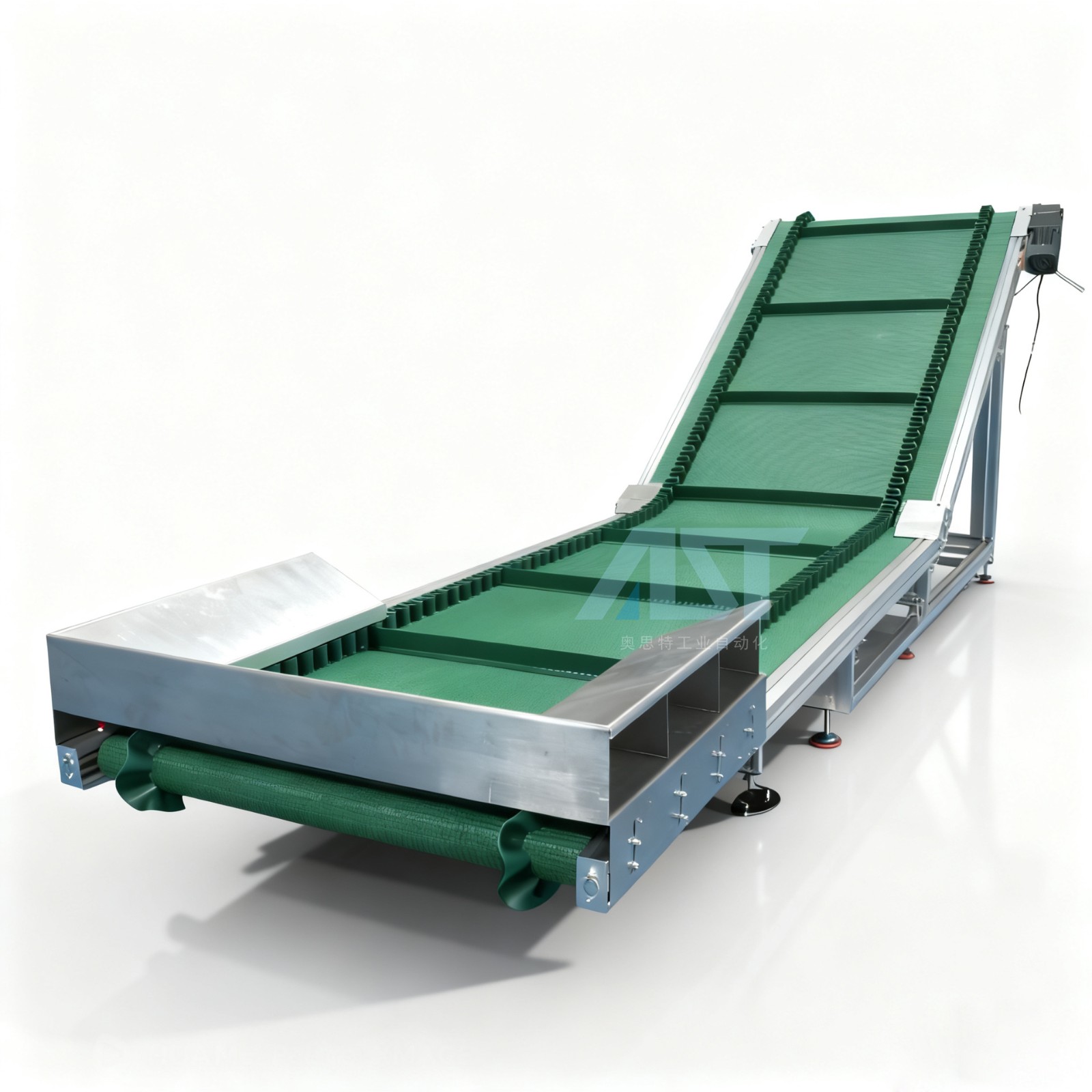 爬坡输送机不锈钢带隔板防滑耐磨草纹皮带线流水线提升机自动上料 1台图5