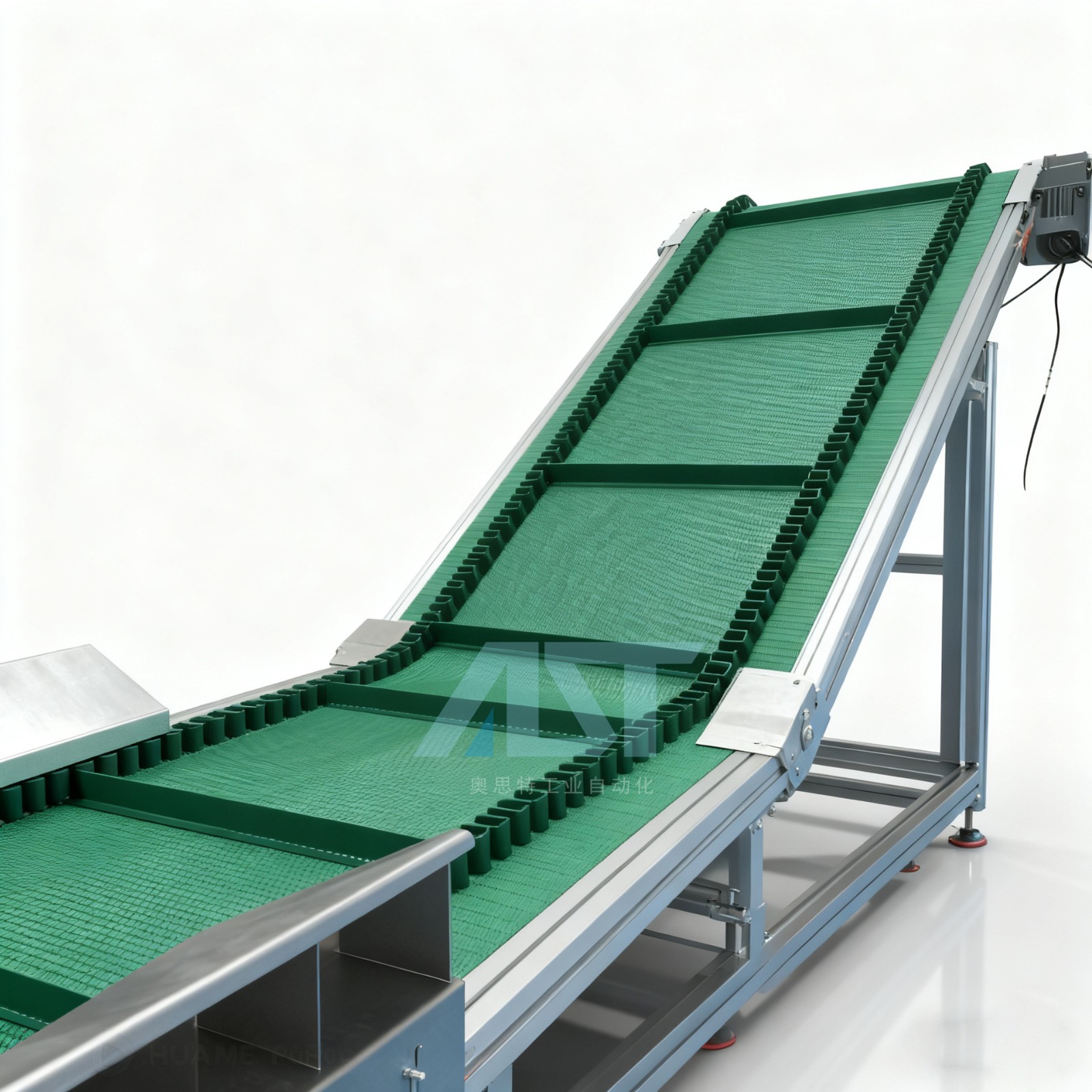 爬坡输送机不锈钢带隔板防滑耐磨草纹皮带线流水线提升机自动上料 1台图4