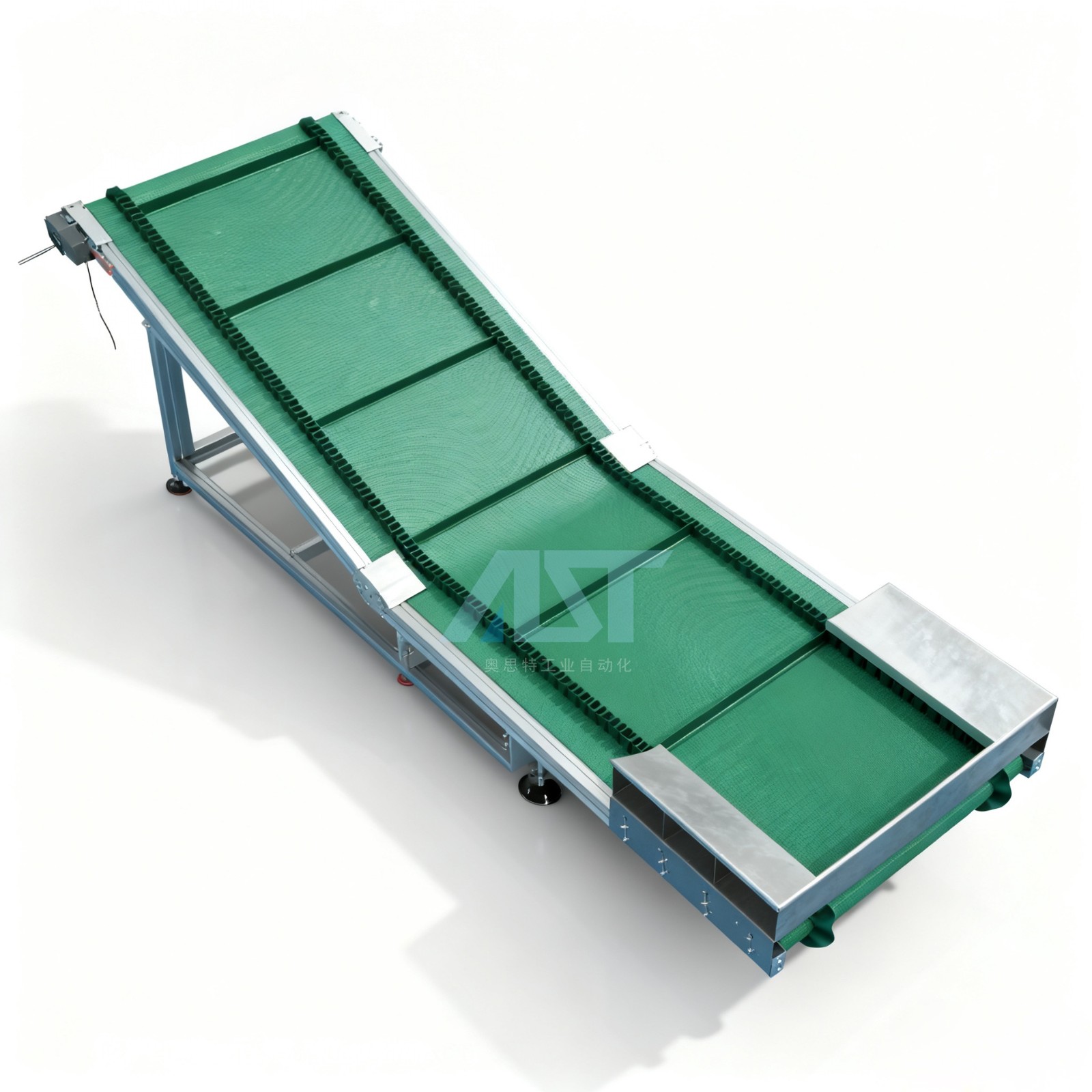 爬坡输送机不锈钢带隔板防滑耐磨草纹皮带线流水线提升机自动上料 1台图2