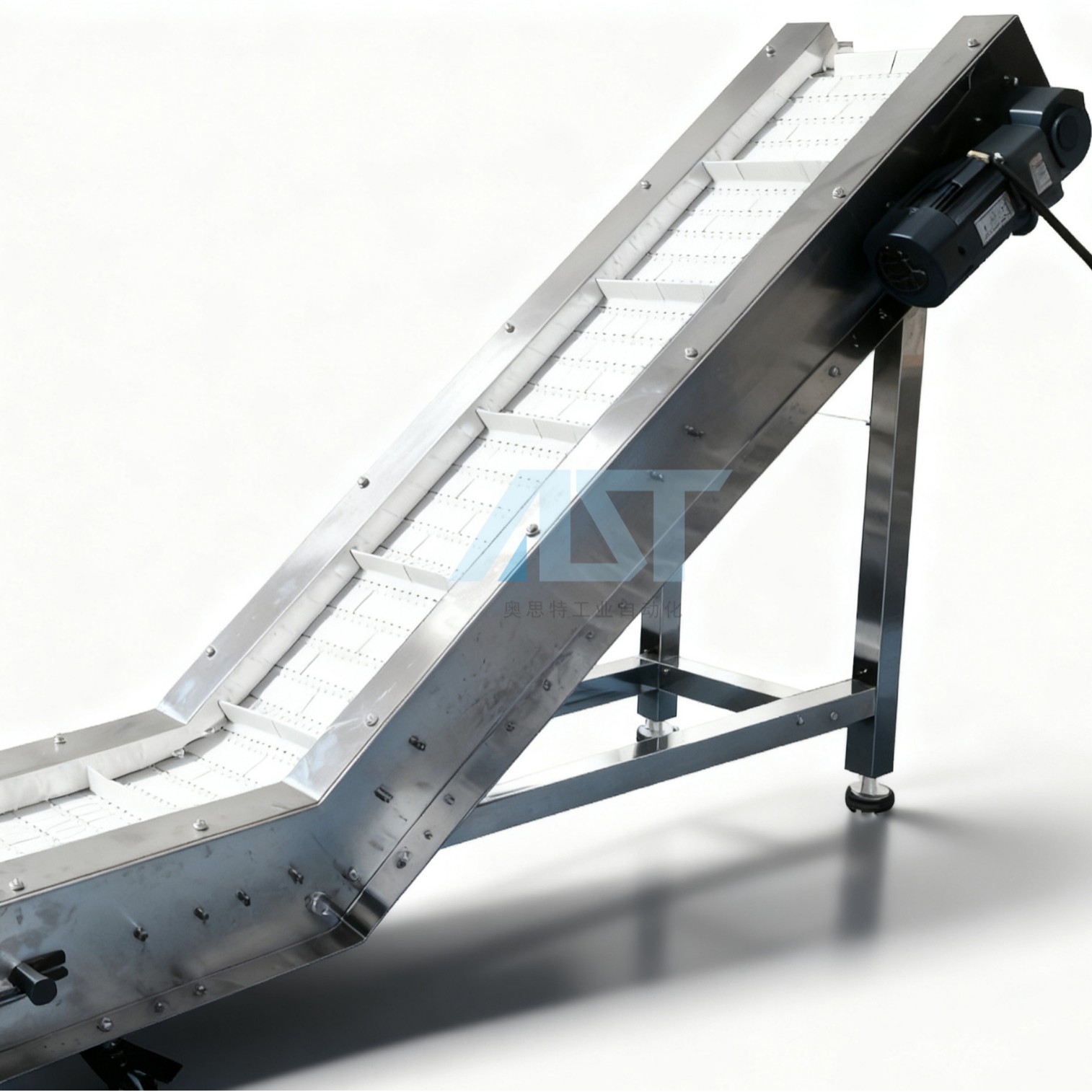 塑料板链提升机爬坡机挡板式链板传送带金属提升爬坡式链板 输送机 1台图3