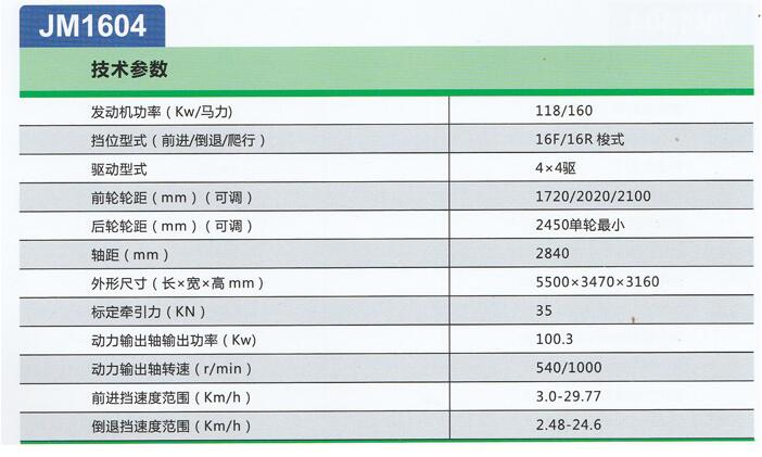 安徽金马JM1604轮式拖拉机