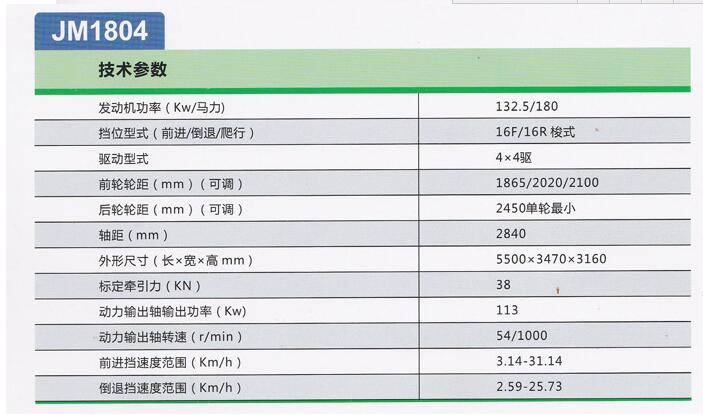 安徽金马JM1804轮式拖拉机