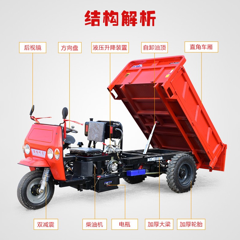 农用三马子三蹦子自卸翻斗柴油厂家厚农用拉货工程柴油工程三轮车 1部图4