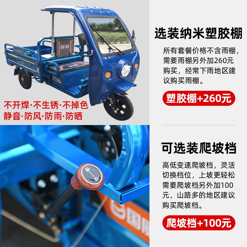 国威三轮车电动三轮车老年人拉货家用电瓶车农用电三轮带棚三蹦子 1辆图4