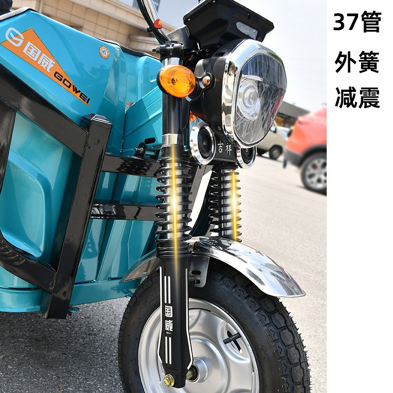 国威电动车电动三轮车送货载货家用摆摊农用翻斗载人电瓶车大功率 1辆图3