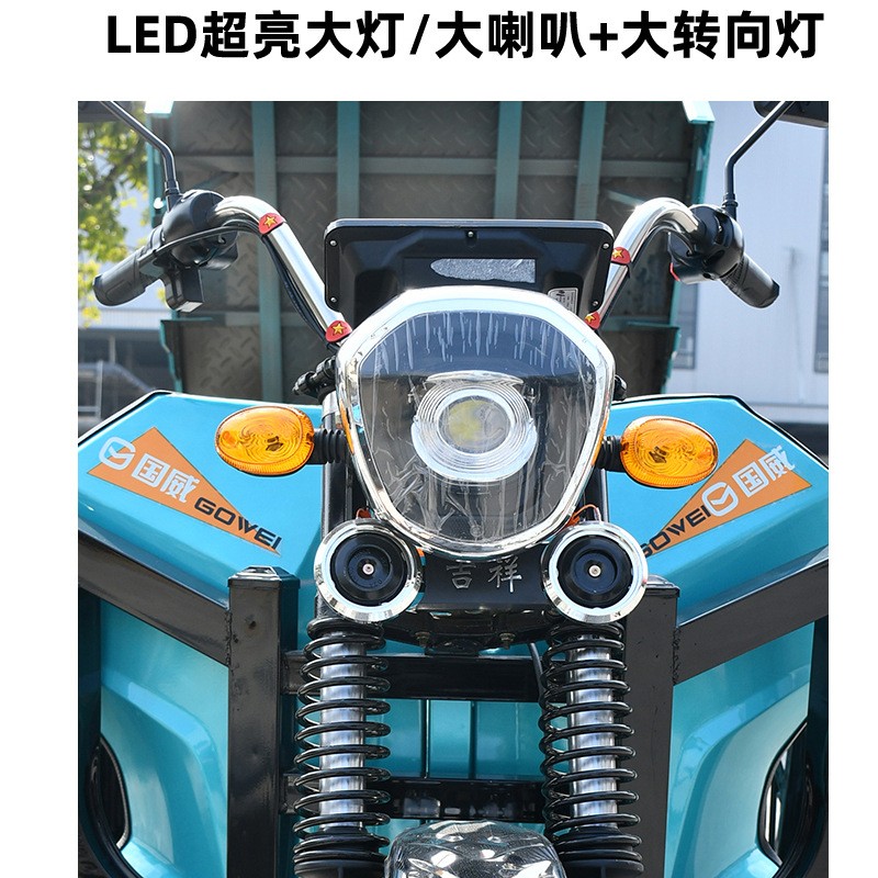 国威电动车电动三轮车送货载货家用摆摊农用翻斗载人电瓶车大功率 1辆图4