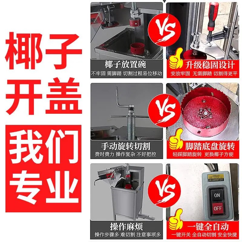 全自动椰子开盖切口机商用切椰子神器电动椰果开壳机电动开椰子机图3