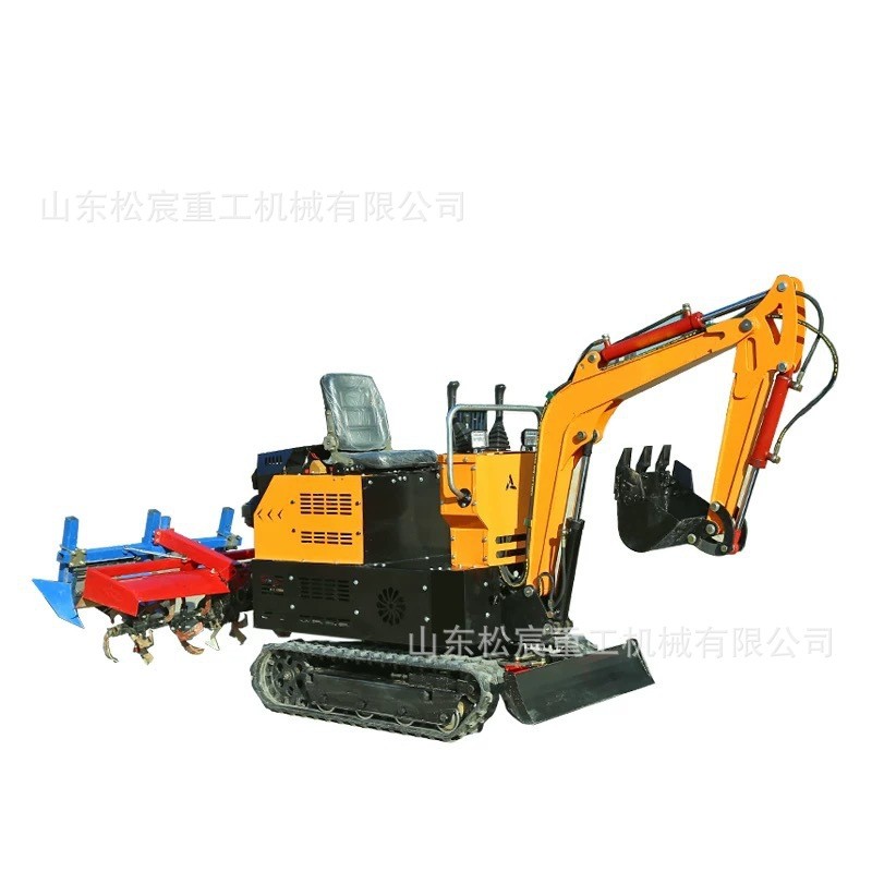 微挖挖机带旋耕一体机小型挖掘机家用挖土农用履带式旋耕机图5