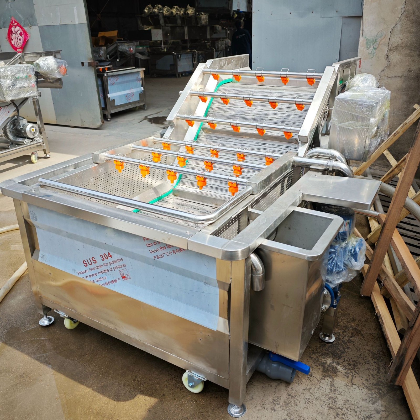 果蔬气泡清洗机西蓝花生菜喷淋清洗芹菜小米辣净菜果蔬清洗设备厂图4