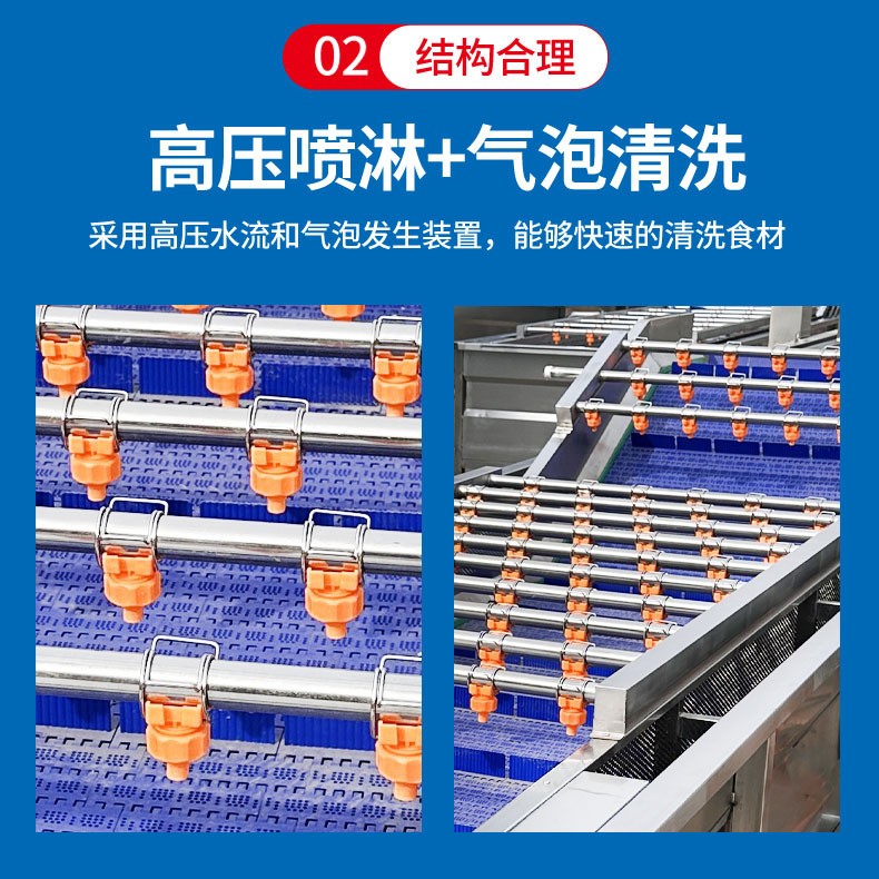 喷淋式果蔬气泡清洗机 菠菜娃娃菜苹果清洗设备 中央厨房洗菜机图4