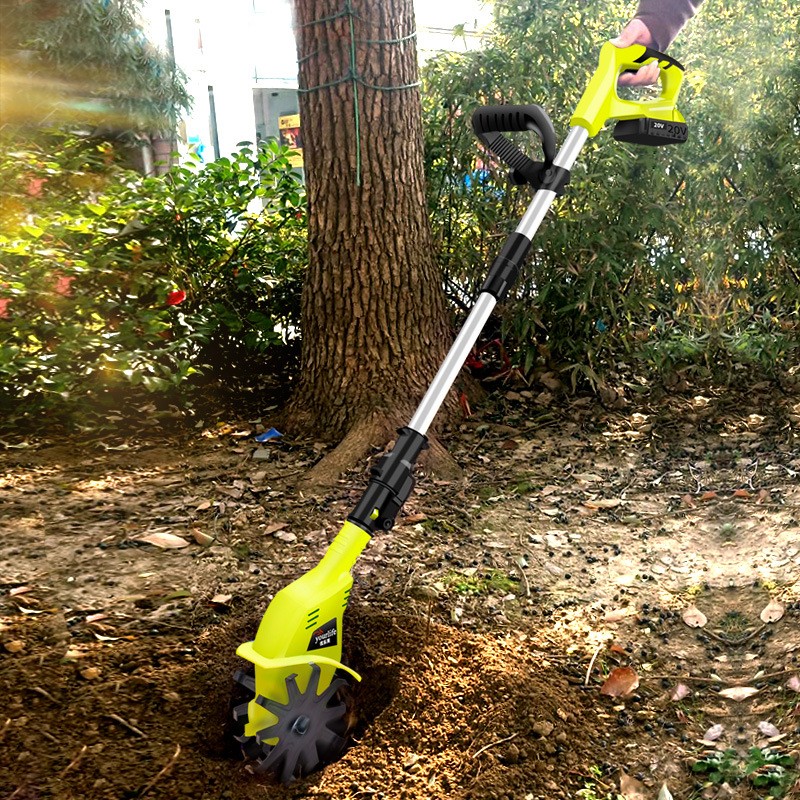 手动锂电微耕机除草松土神器家用小型两用犁地机电动锄头园林工具图2