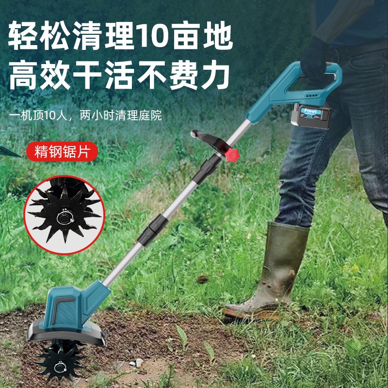 新款锂电微耕机松土机农用翻土机小型家用电动锄头挖土旋耕地机图2