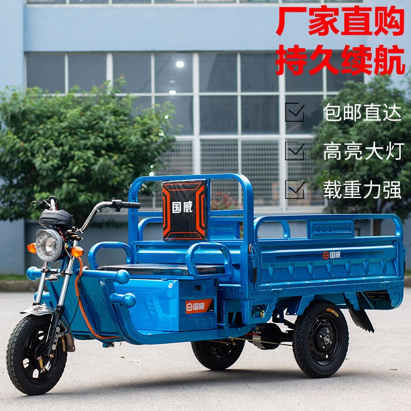 国威电动三轮车拉货农用载重快递车货运家用电瓶车1.5m1200瓦山区图2