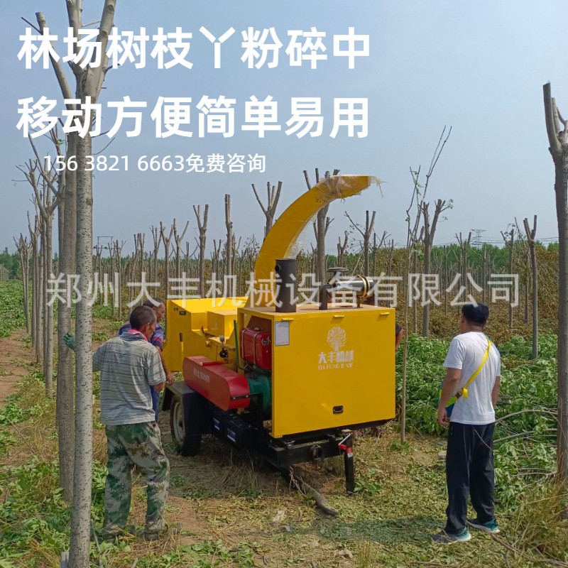 园林树枝破碎机柴电木材粉碎切片全自动木屑碎枝机移动式林业机械图4