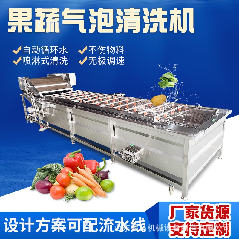 果蔬气泡清洗机 蔬菜自动喷淋清洗机 清洗漂烫冷却风干流水线图5
