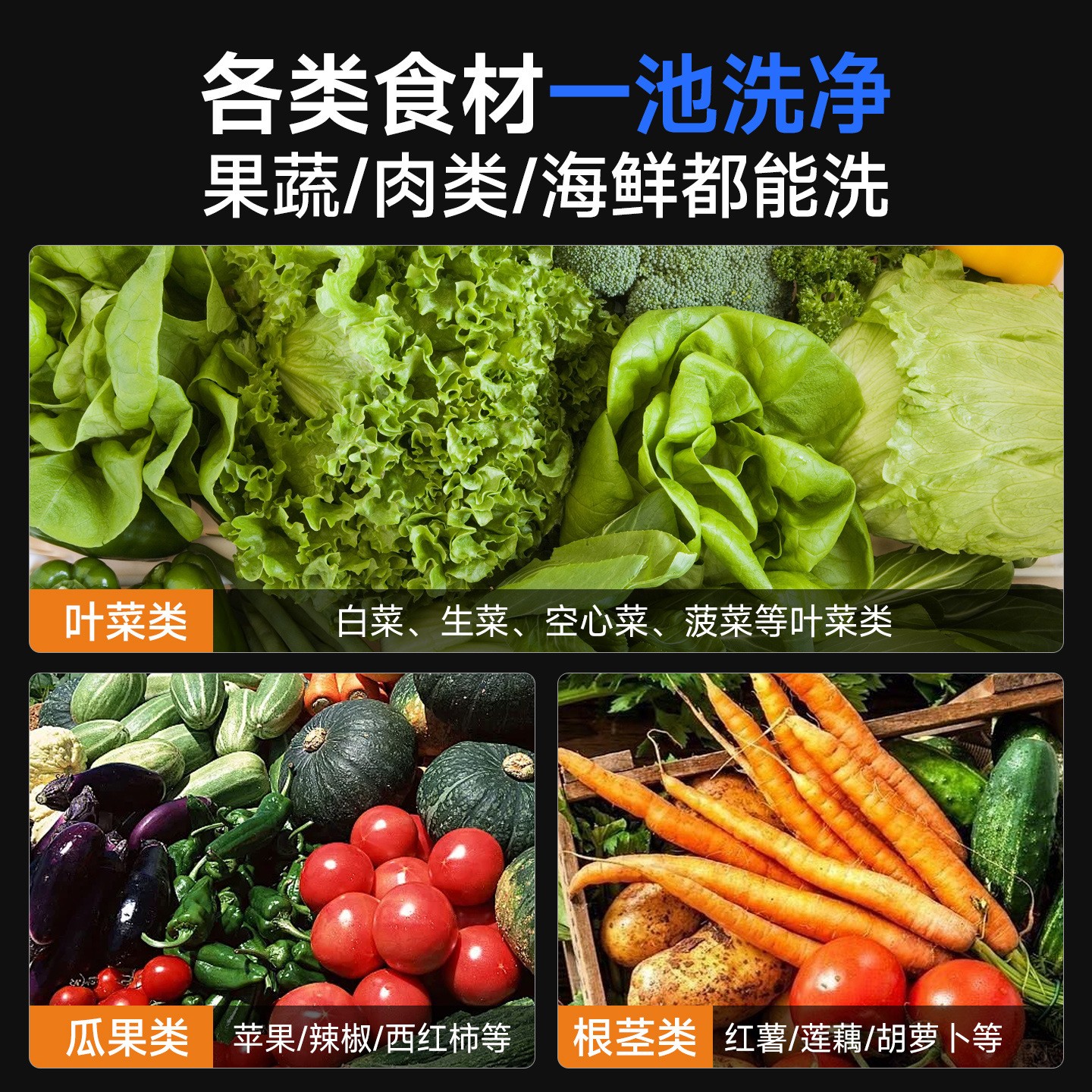 驰能多功能商用洗菜机全自动果蔬海产气泡臭氧清洗机净菜加工设备图4