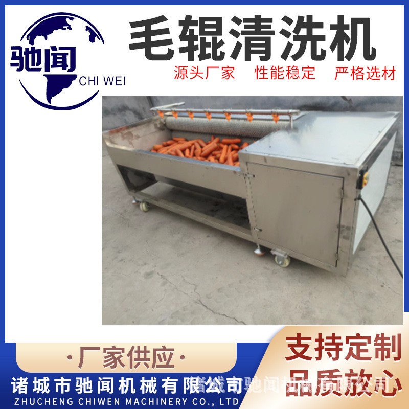 驰闻毛辊清洗机 土豆山药毛辊去皮清洗机 海蛎子海螺毛刷清洗设备图4