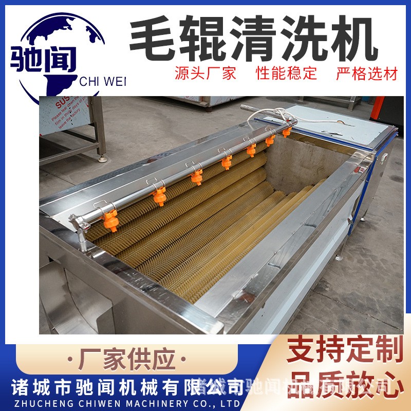 驰闻毛辊清洗机 土豆山药毛辊去皮清洗机 海蛎子海螺毛刷清洗设备图5