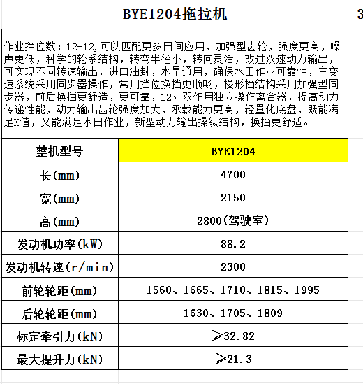奔野BYE1204拖拉机图5
