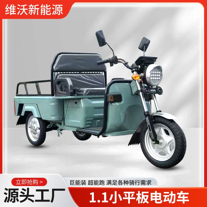 1.1小平板电动三轮车家用电瓶车货运三轮上街买菜出行厂家直发图5